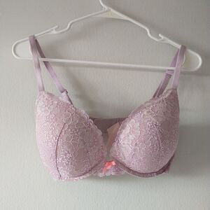 Victoria Secret Bra 34DD Dream Angels Push Up Pink Floral Underwired Bow Studded